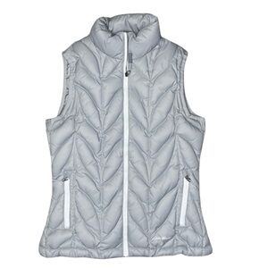 EDDIE BAUER Down Puffer Vest in Light Gray Size Small — EB700 Down Rating — WOW!